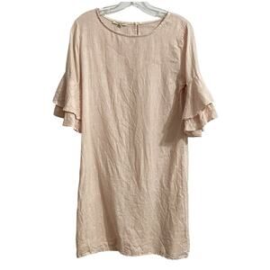 Francesca Bettini Linen Dress Size Small Women Pink Shift Italy Knee Length